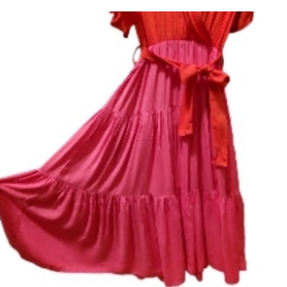 Princess Polly babis Red and Pink color block dress